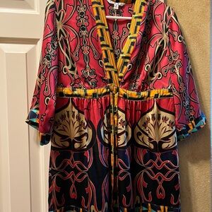 CAbi Multicolor Geometric Kimono style women blouse